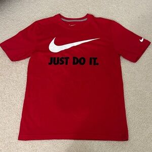 Nike Men’s Red Tee with Swoosh and Slogan